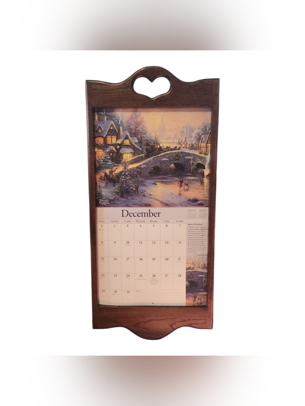 Vintage Wooden Calendar Heart Cutout Wall Decor Grandmacore Cottagecore Country